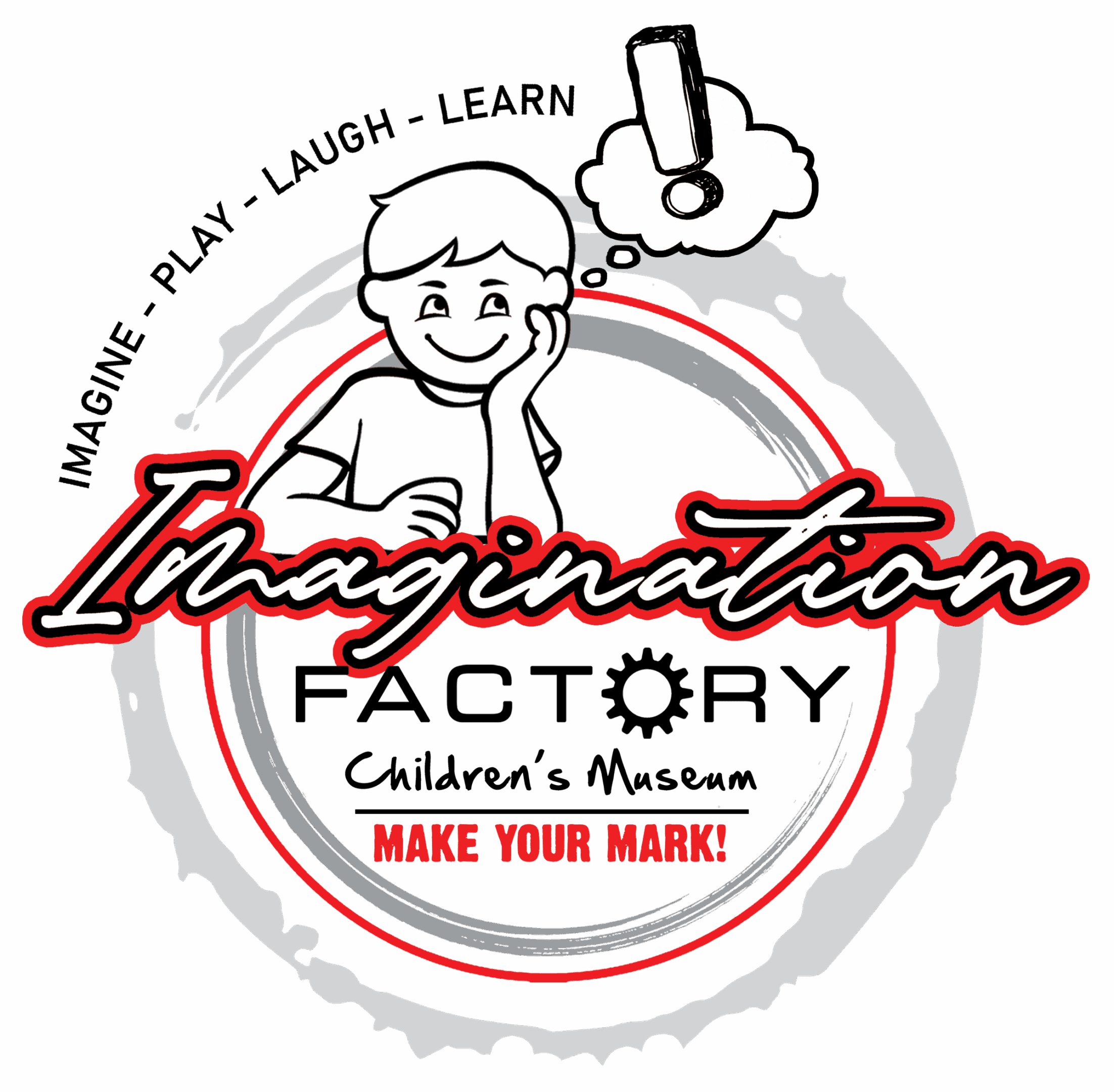 Logo of Imagination Factory Children's Museum with playful design.