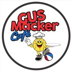 Gus Macker Cafe logo with basketball chef